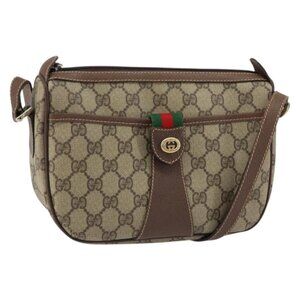 GUCCI GG Supreme Web Sherry Line Bag PVC Beige Gold 001 904 2032 Auth ep11871
